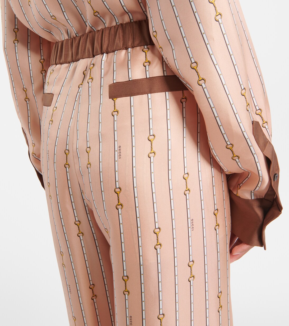 Pantalones palazzo de seda con Horsebit | Gucci