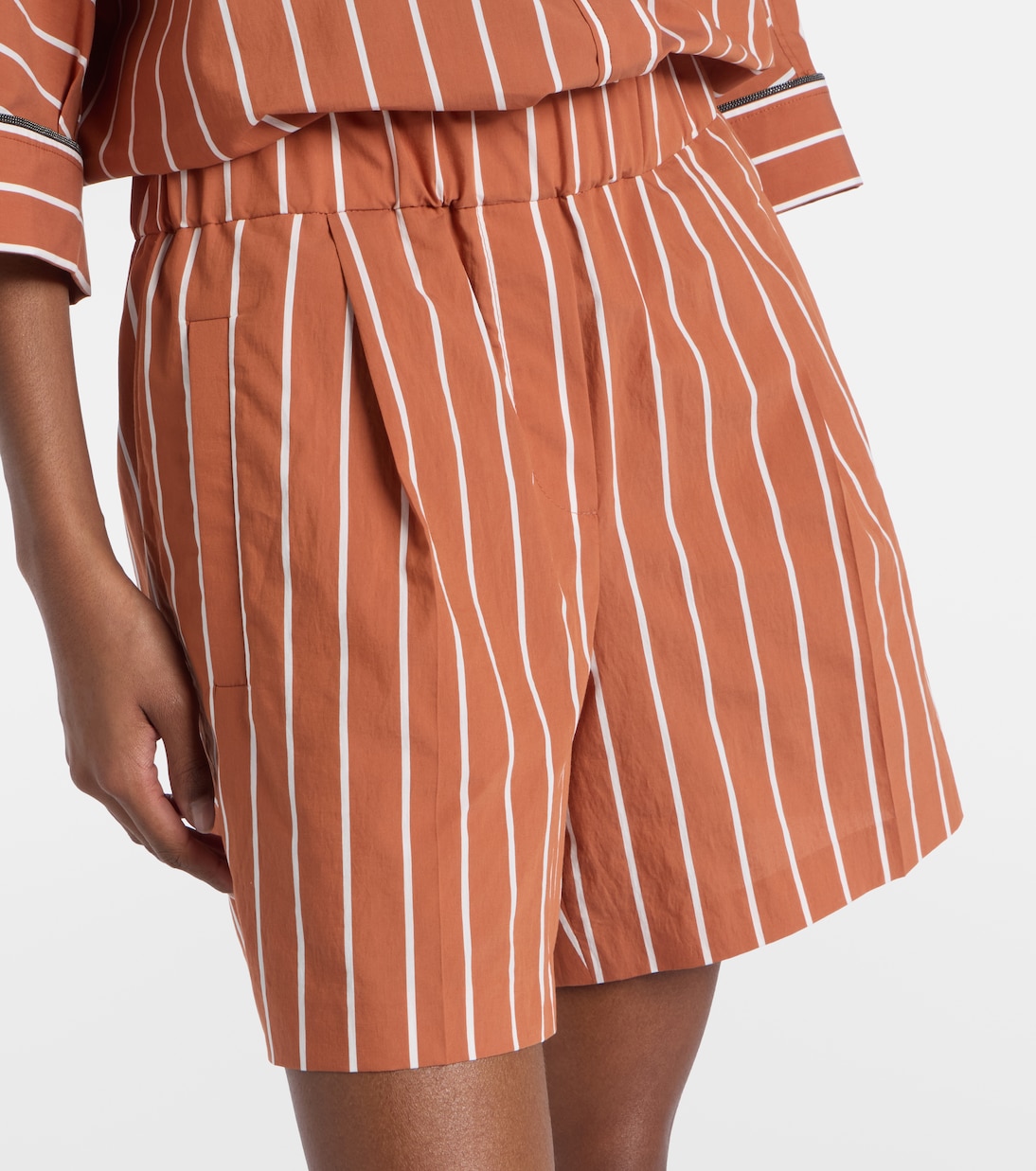 Striped cotton-blend Bermuda shorts | Brunello Cucinelli