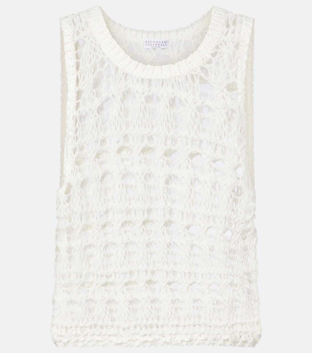 Open-knit jute and cotton-blend top | Brunello Cucinelli