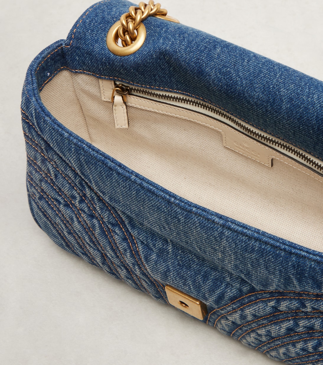 GG Marmont Small denim shoulder bag | Gucci