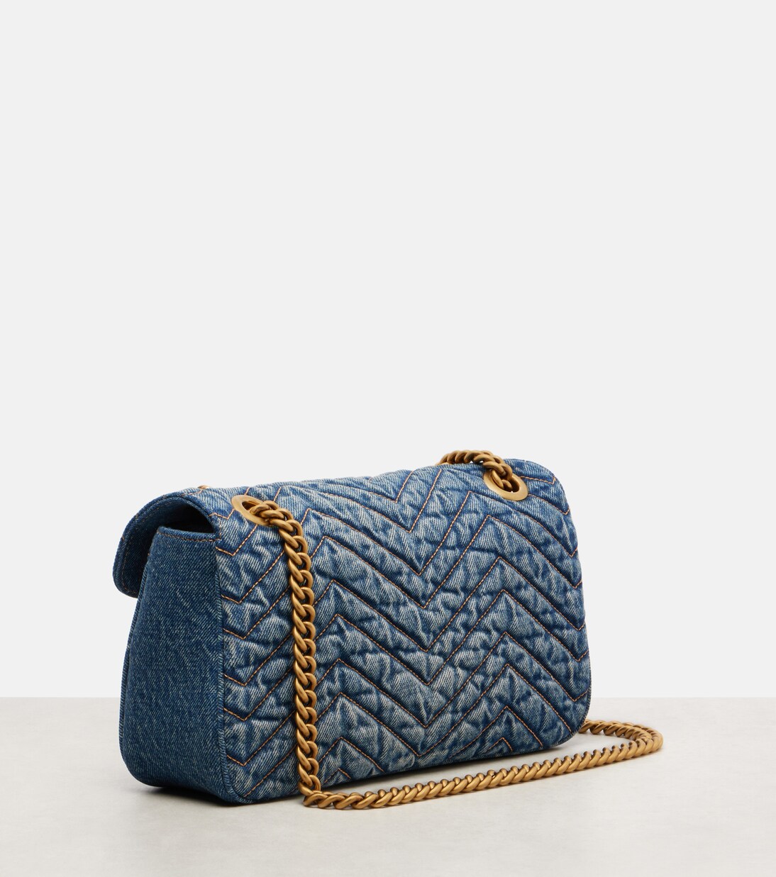 GG Marmont Small denim shoulder bag | Gucci