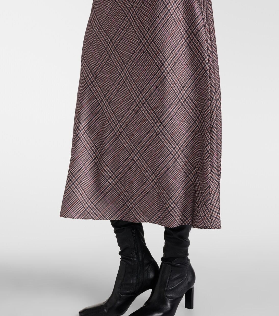 تنورة سليب من الساتان بنقشة مربعات | Vince