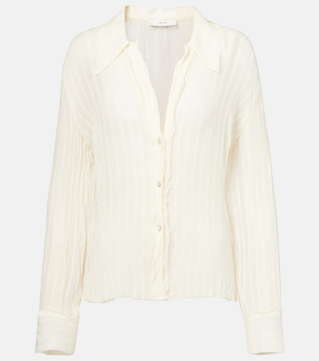 Ruffled striped semi-sheer shirt | Vince