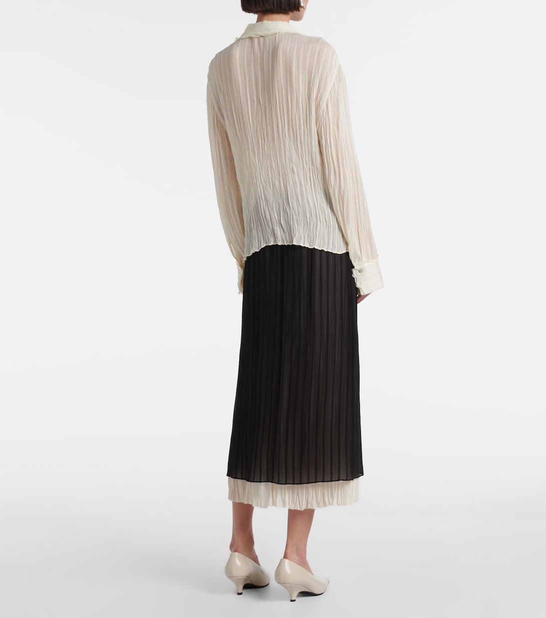 Ruffled striped semi-sheer shirt | Vince