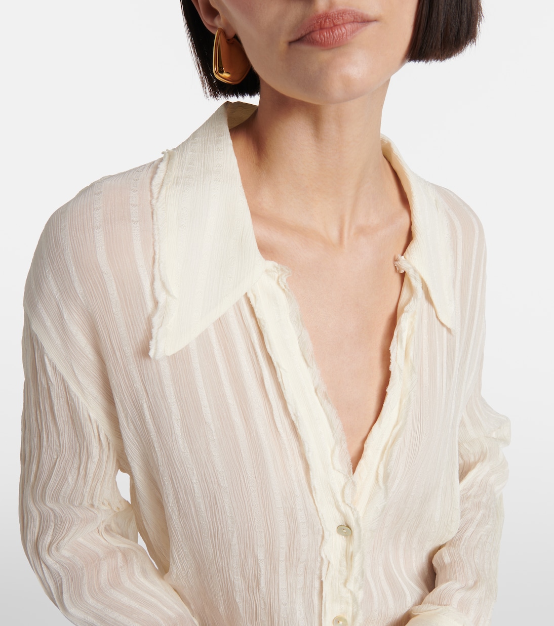 Ruffled striped semi-sheer shirt | Vince
