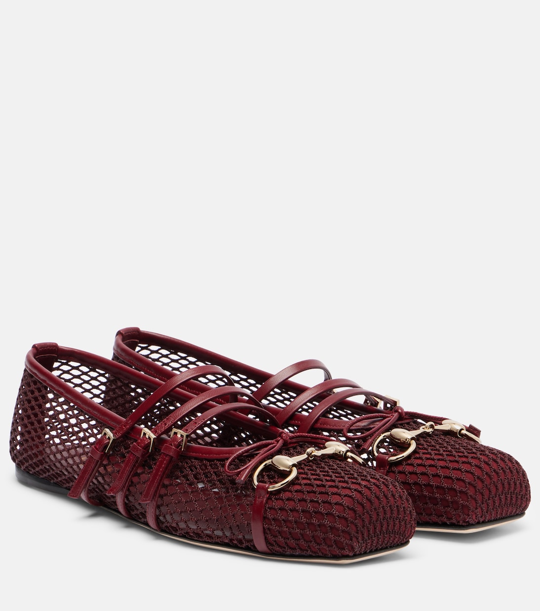 Horsebit mesh and leather ballet flats | Gucci