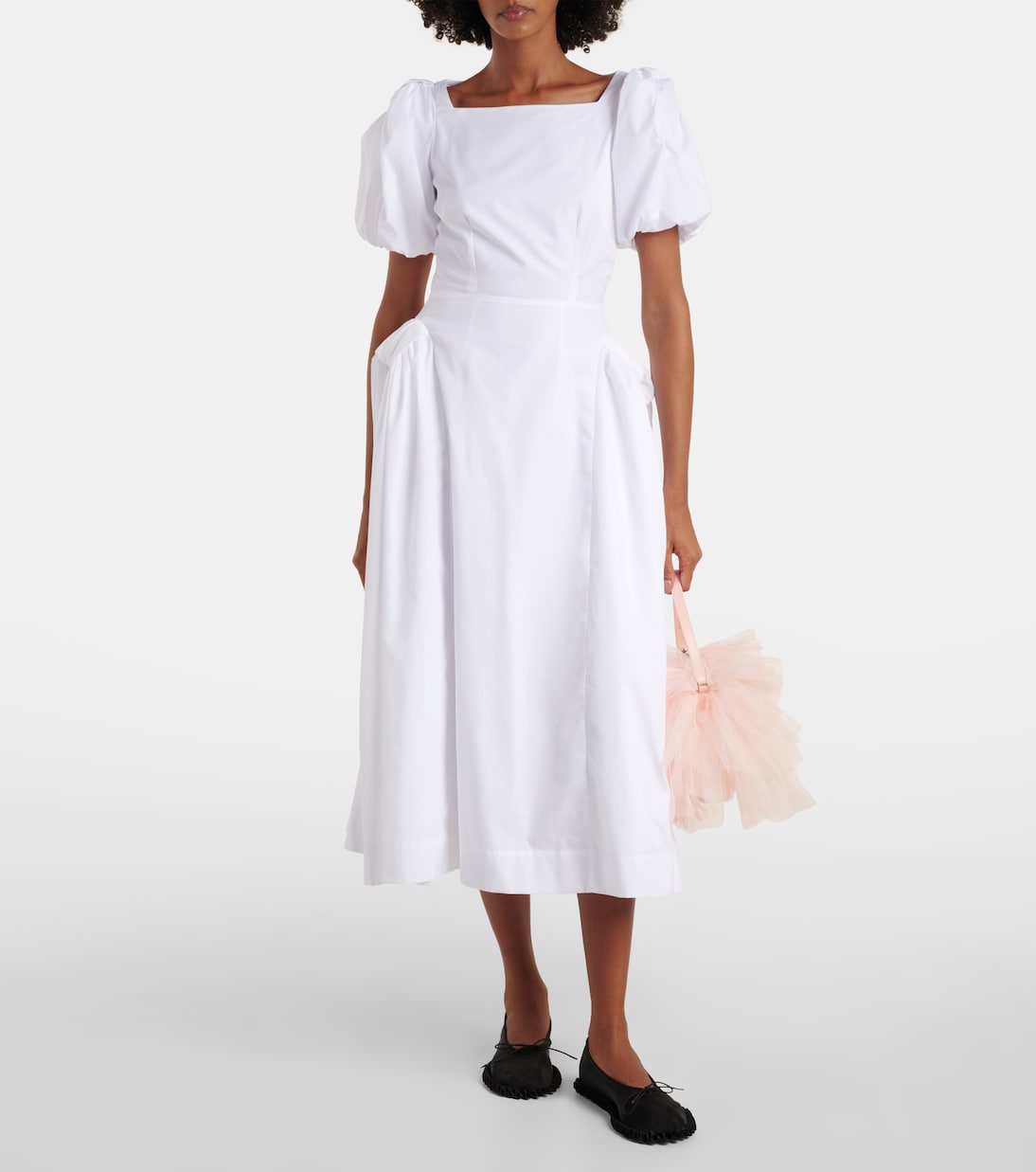 Puff-sleeve cotton poplin midi dress | Simone Rocha