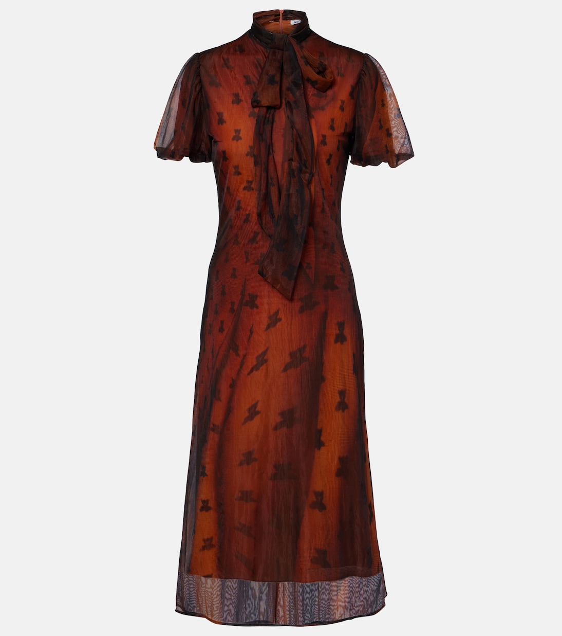 Bow-detail printed sheer midi dress | Acne Studios