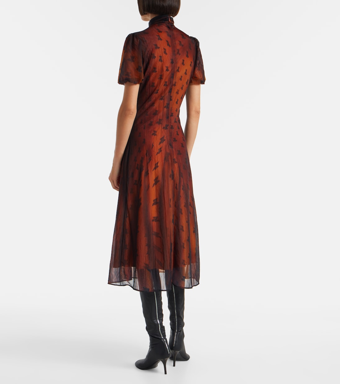 Bow-detail printed sheer midi dress | Acne Studios