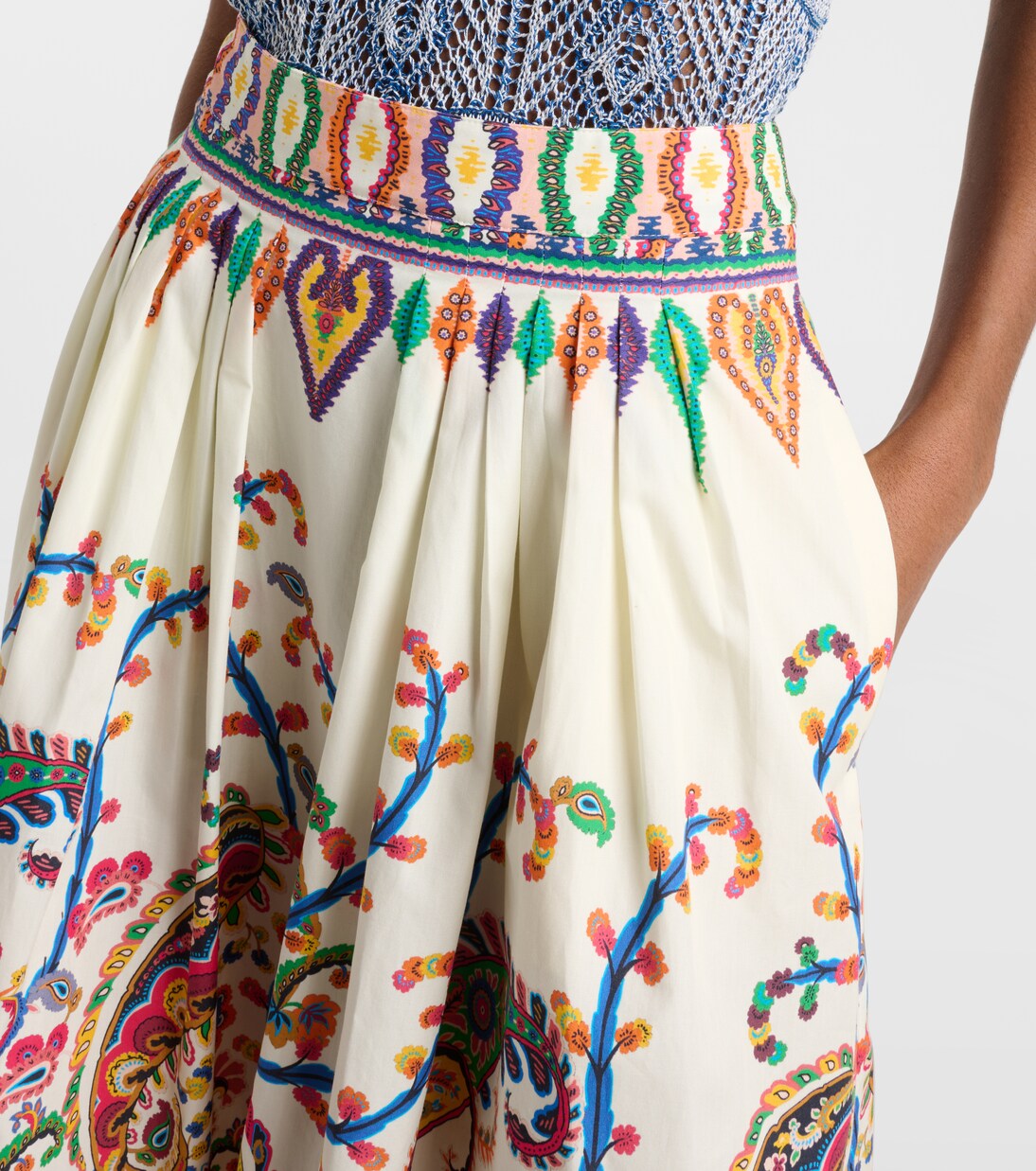 Cotton voile jacquard midi skirt | Etro
