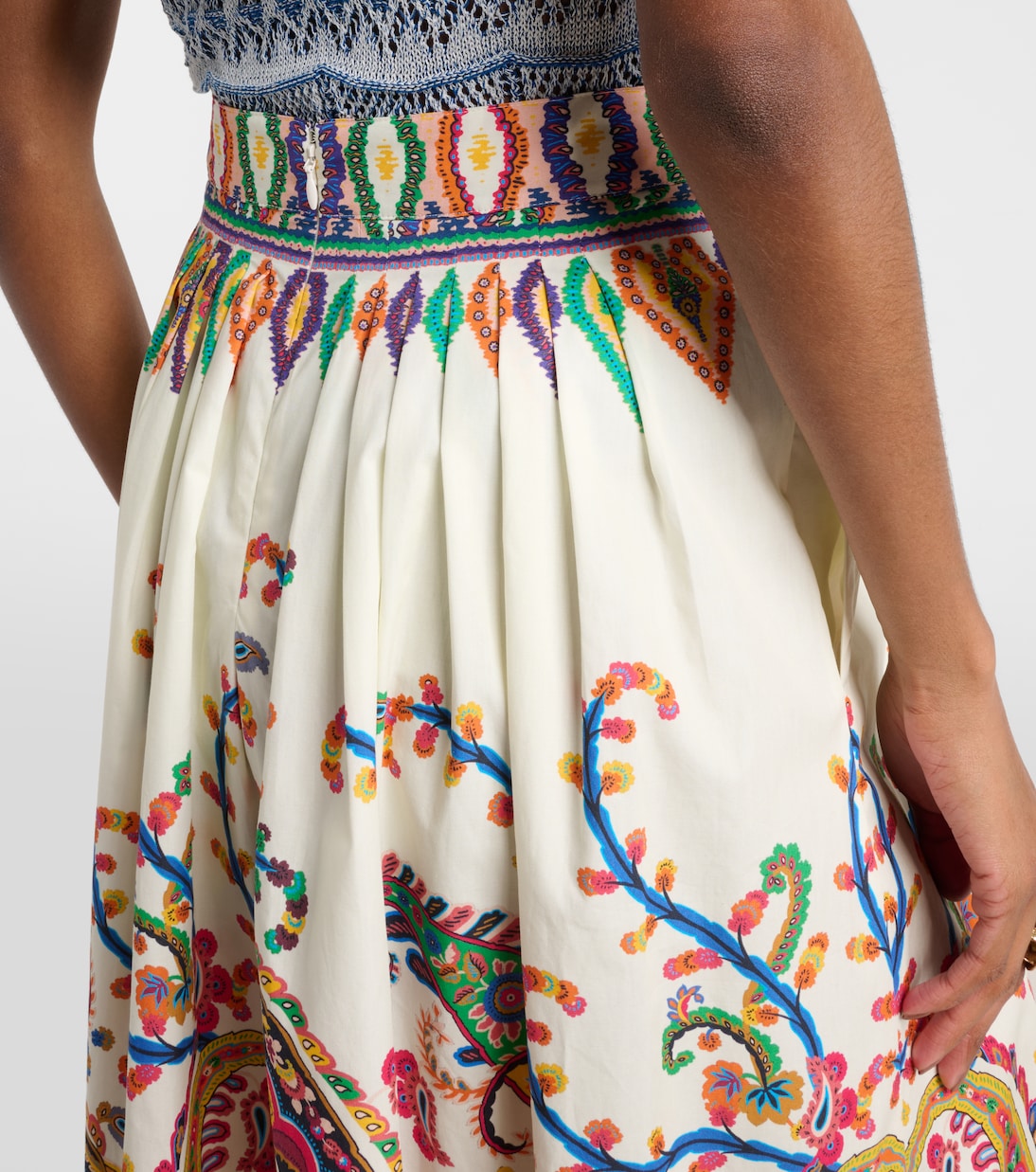 Cotton voile jacquard midi skirt | Etro