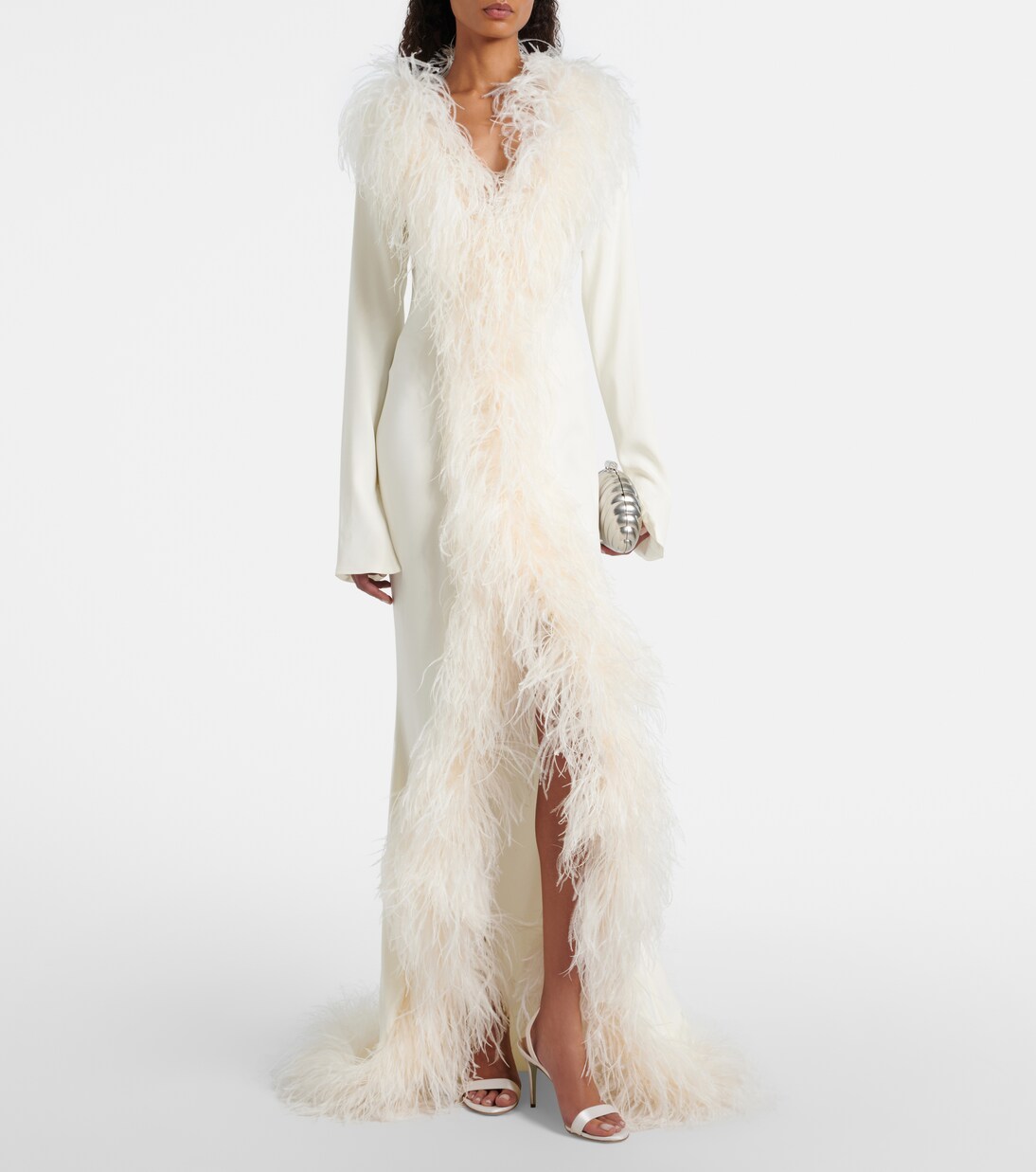 Bridal Robe Hollywood mit Federn | Taller Marmo