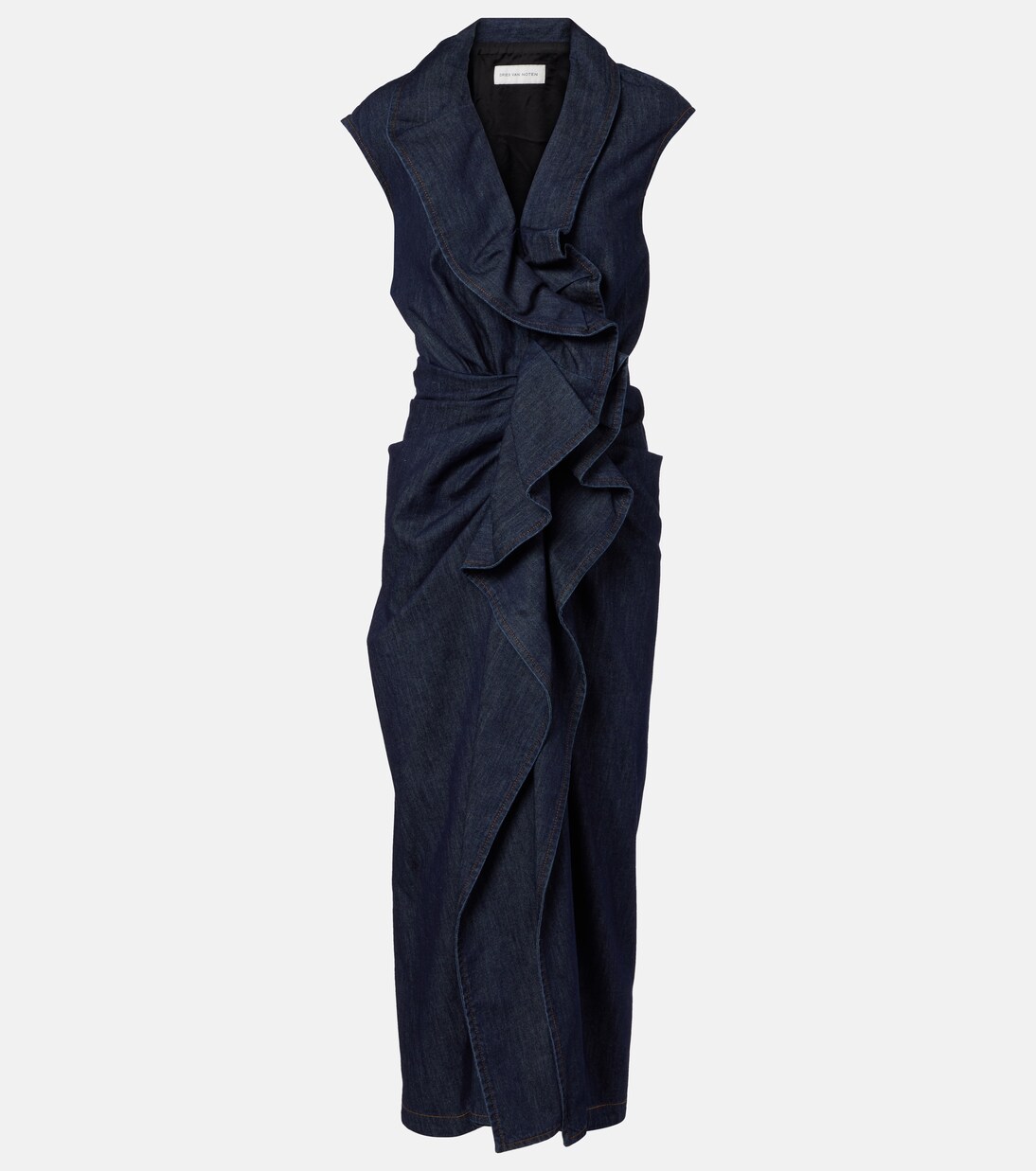 Ruffled denim midi dress | Dries Van Noten