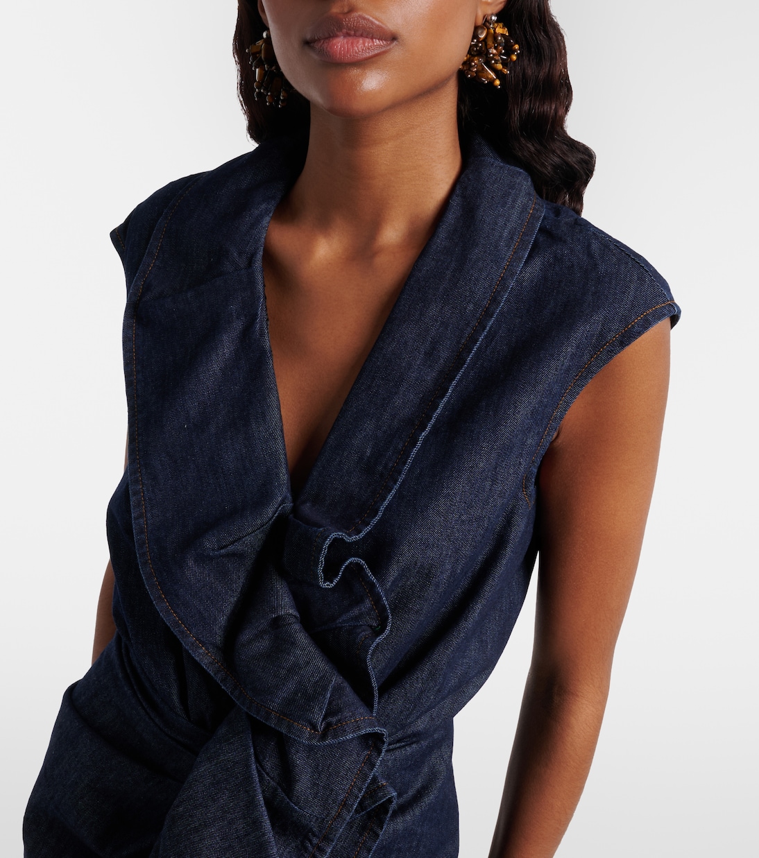 Ruffled denim midi dress | Dries Van Noten