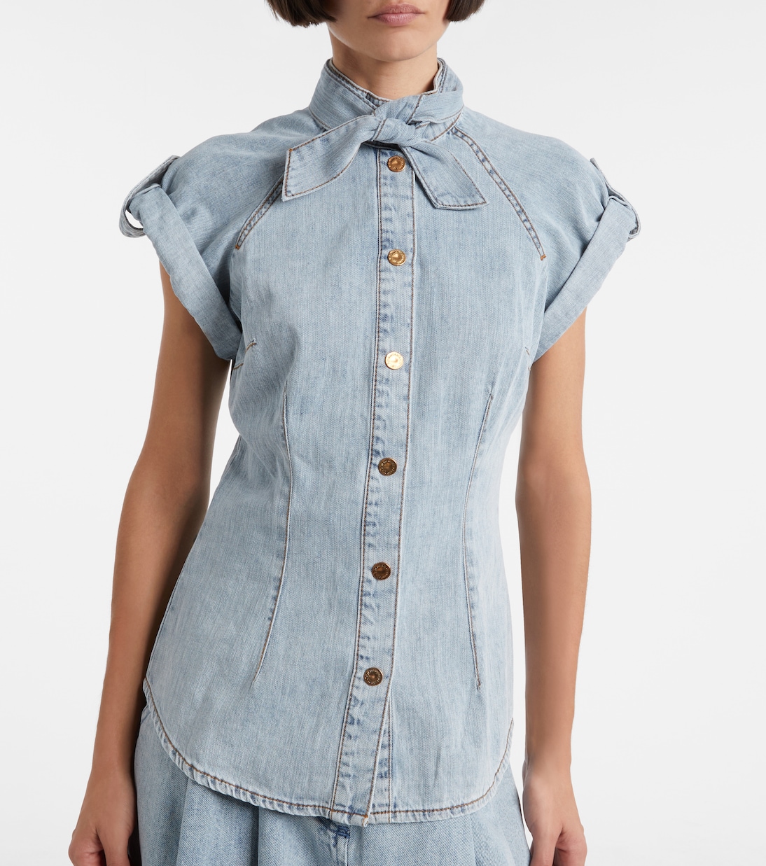 Tie-neck denim shirt | Zimmermann