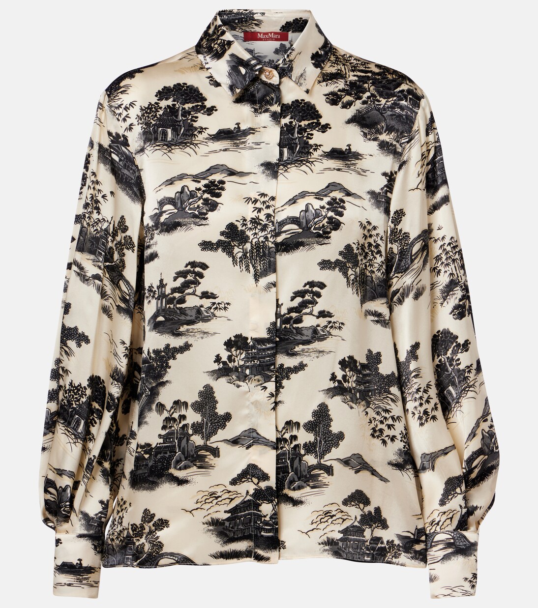 Vetro printed silk satin shirt | Max Mara