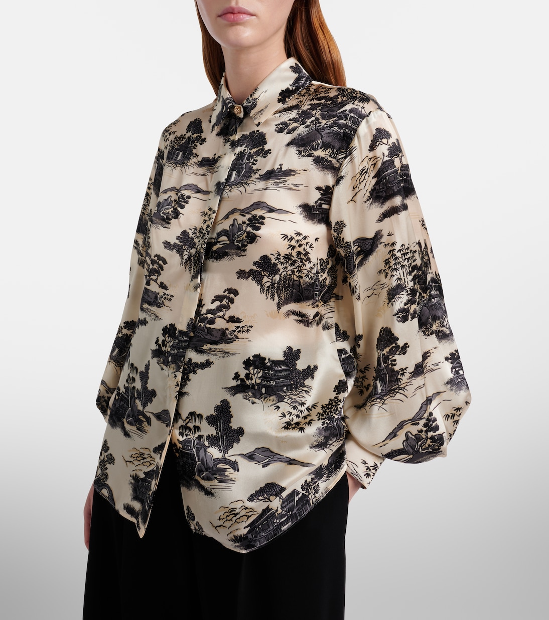 Vetro printed silk satin shirt | Max Mara