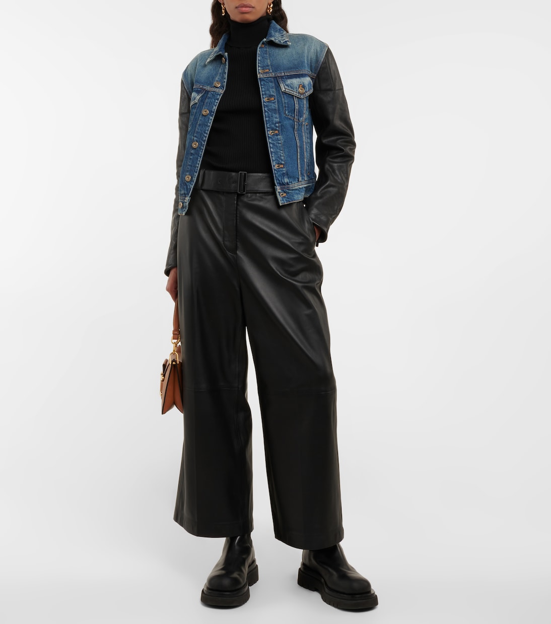 Chaqueta en denim con paneles de piel | Tod's