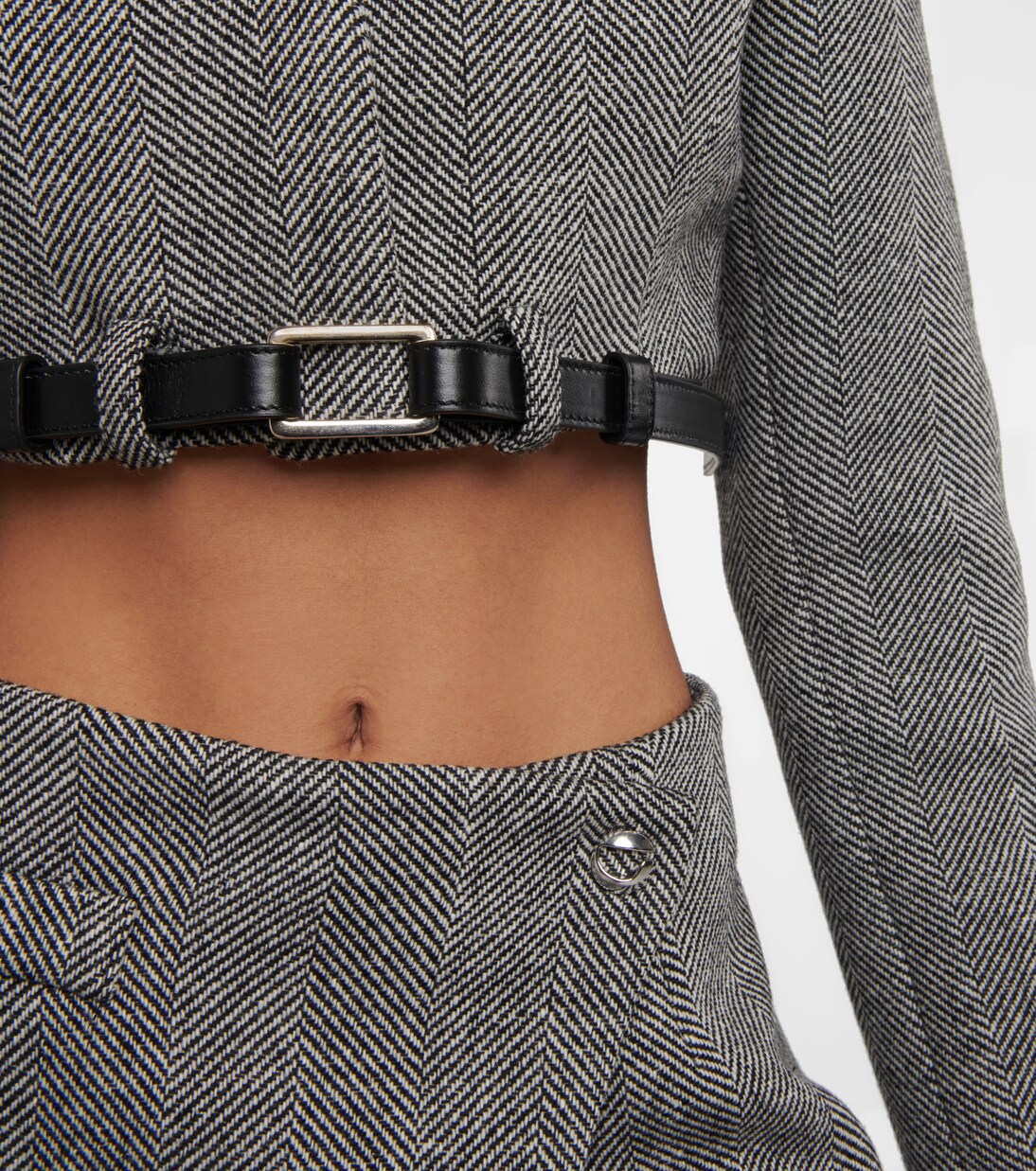 Trompe L’Oeil wool-blend cropped jacket | Coperni