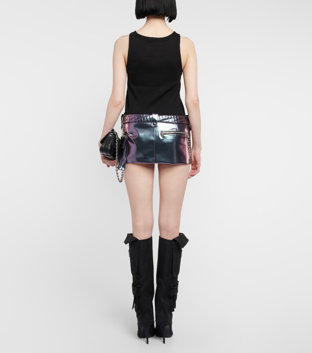 Metallic PVC miniskirt | LaQuan Smith