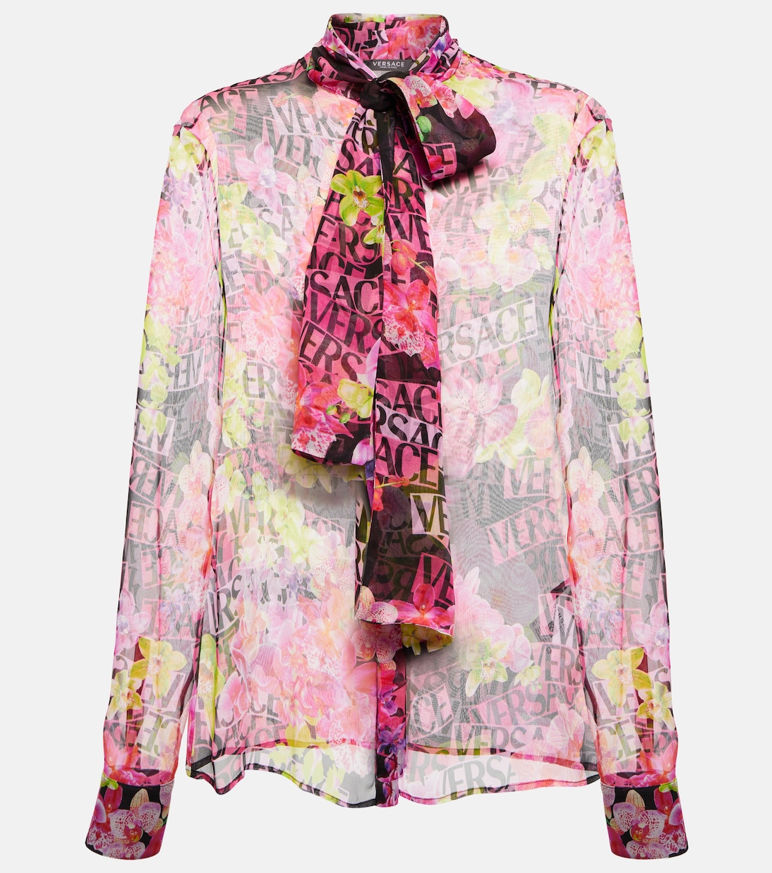 Blusa de chifón de seda estampada | Versace
