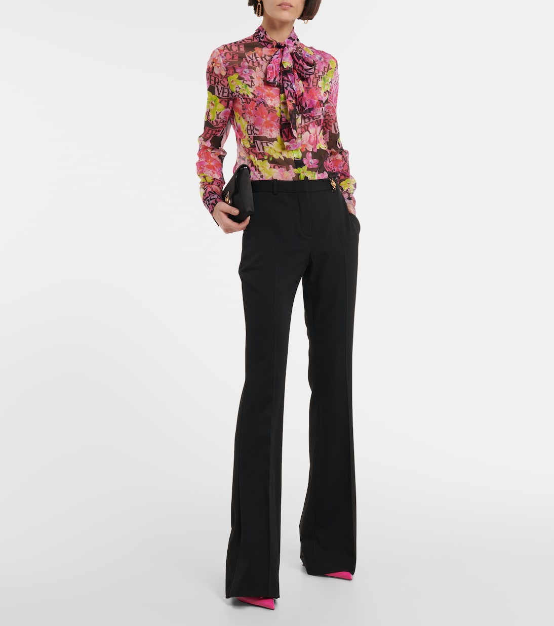 Blusa de chifón de seda estampada | Versace