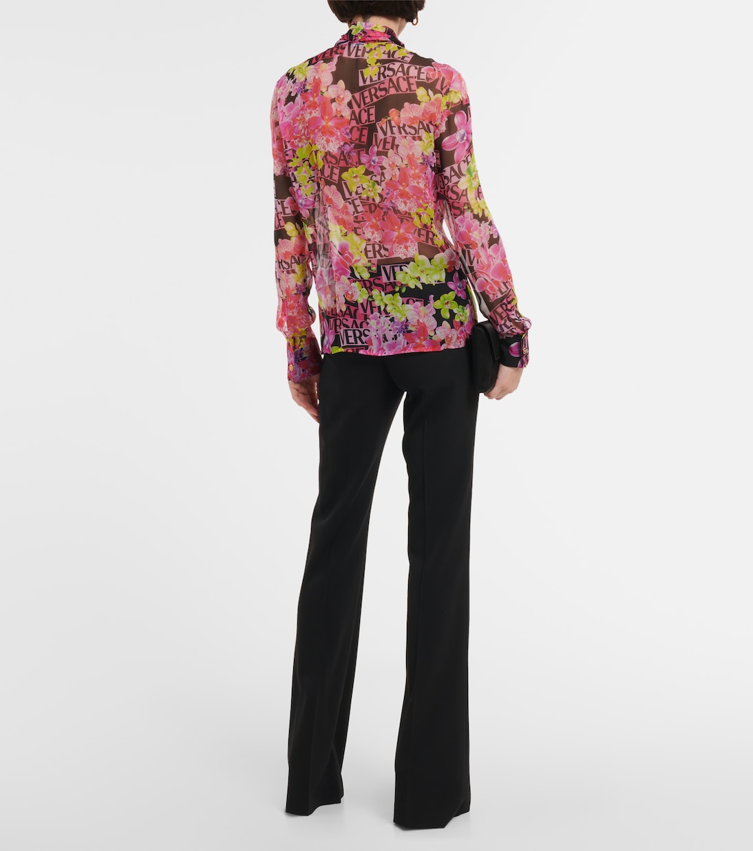 Blusa de chifón de seda estampada | Versace