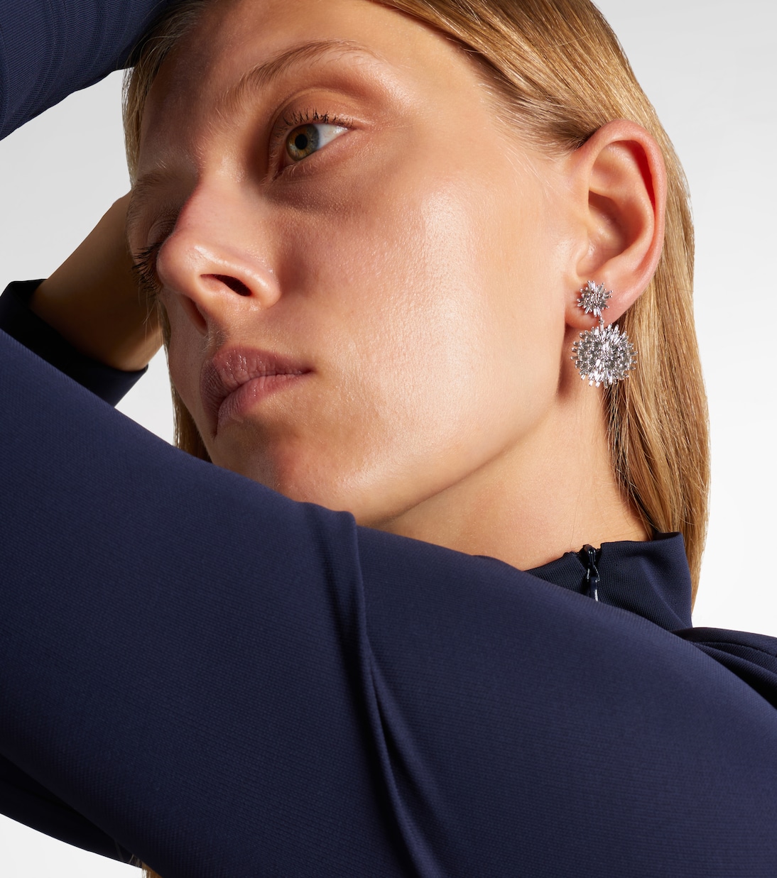 Fireworks 18kt white gold drop earrings with diamonds | Suzanne Kalan