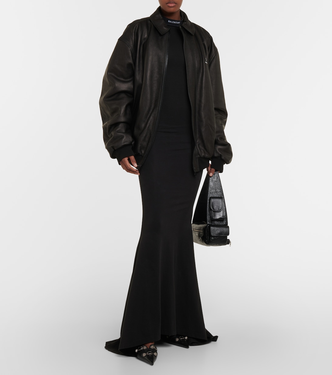 Chaqueta Bomber de Cuero Oversize Balenciaga para Jóvenes Modernos