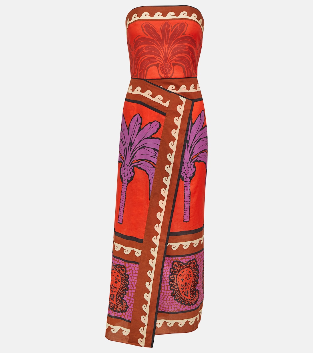 Printed strapless voile maxi dress | Johanna Ortiz