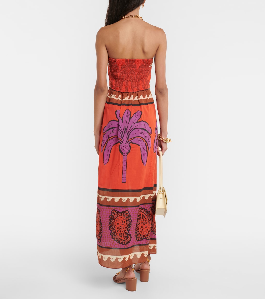 Printed strapless voile maxi dress | Johanna Ortiz