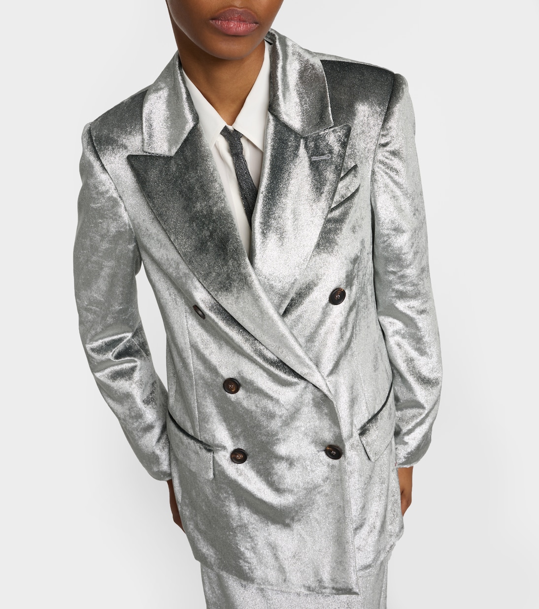Blazer doppiopetto in velluto | Brunello Cucinelli