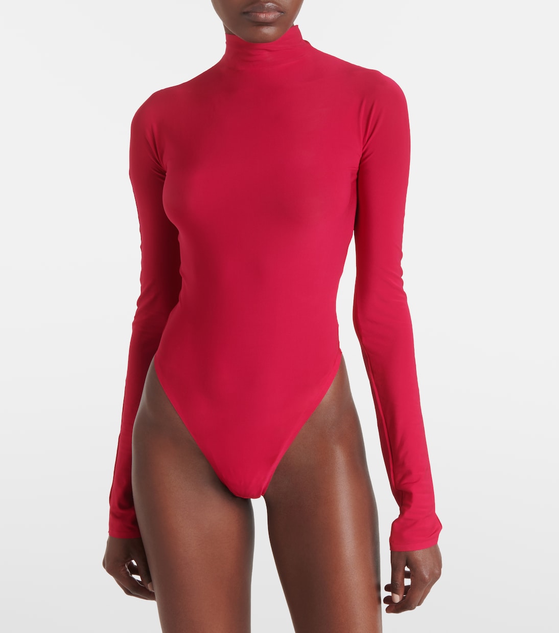 Body ajustable de cuello alto en tejido jersey por Alaïa