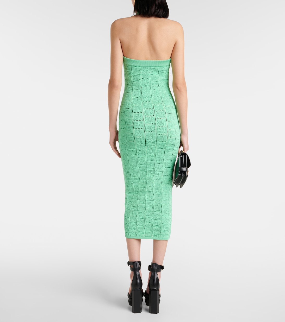 Vestido midi con monograma calado | Balmain
