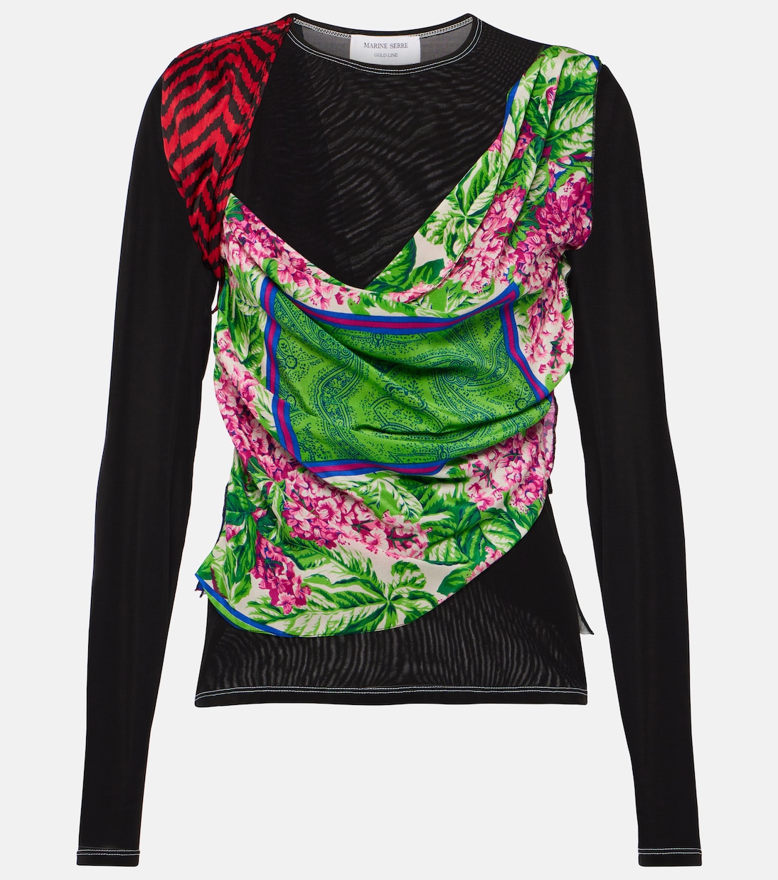 Silk Scarves draped jersey top | Marine Serre