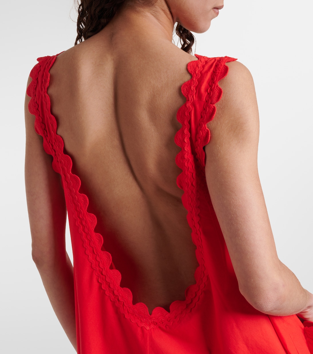 Embroidered scalloped cotton minidress | Juliet Dunn