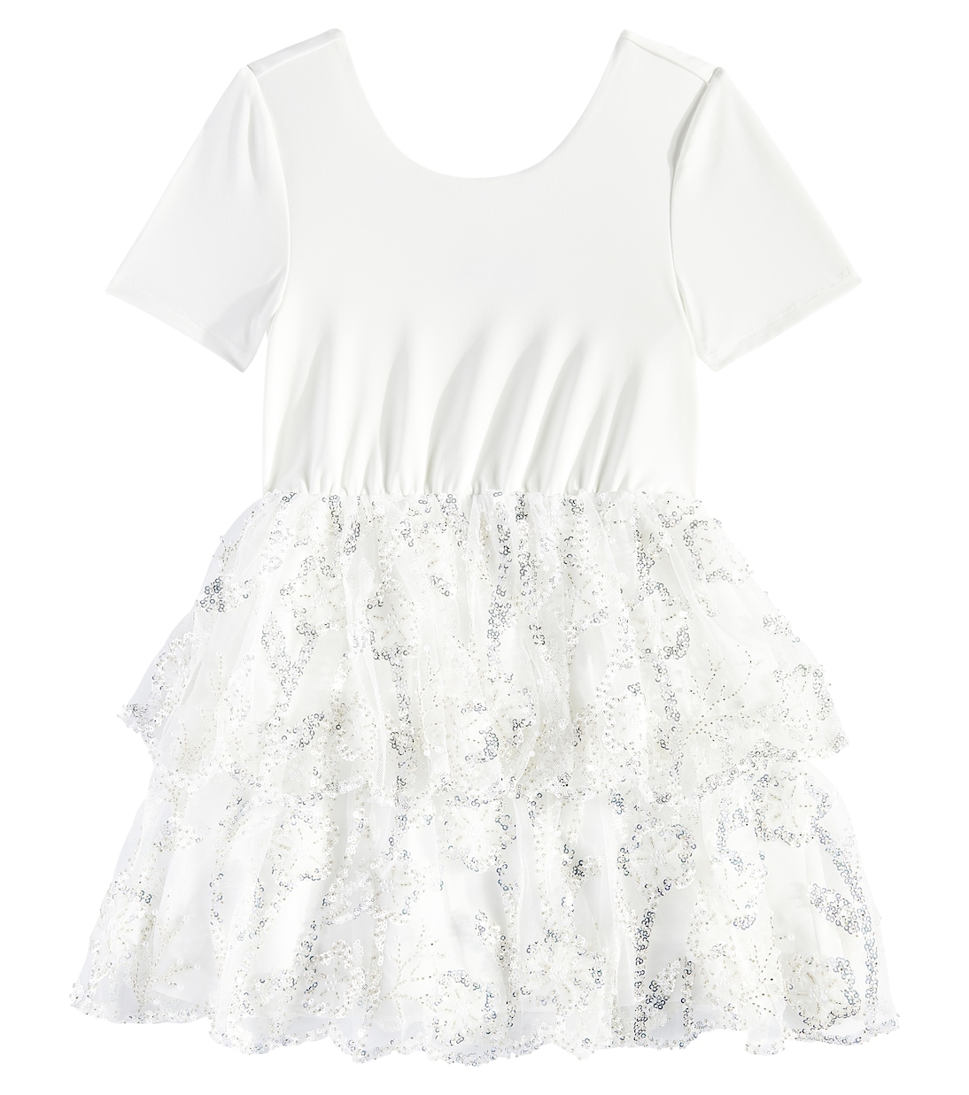 Kleid aus Jersey und Tüll mit Pailletten | Self-Portrait Kids