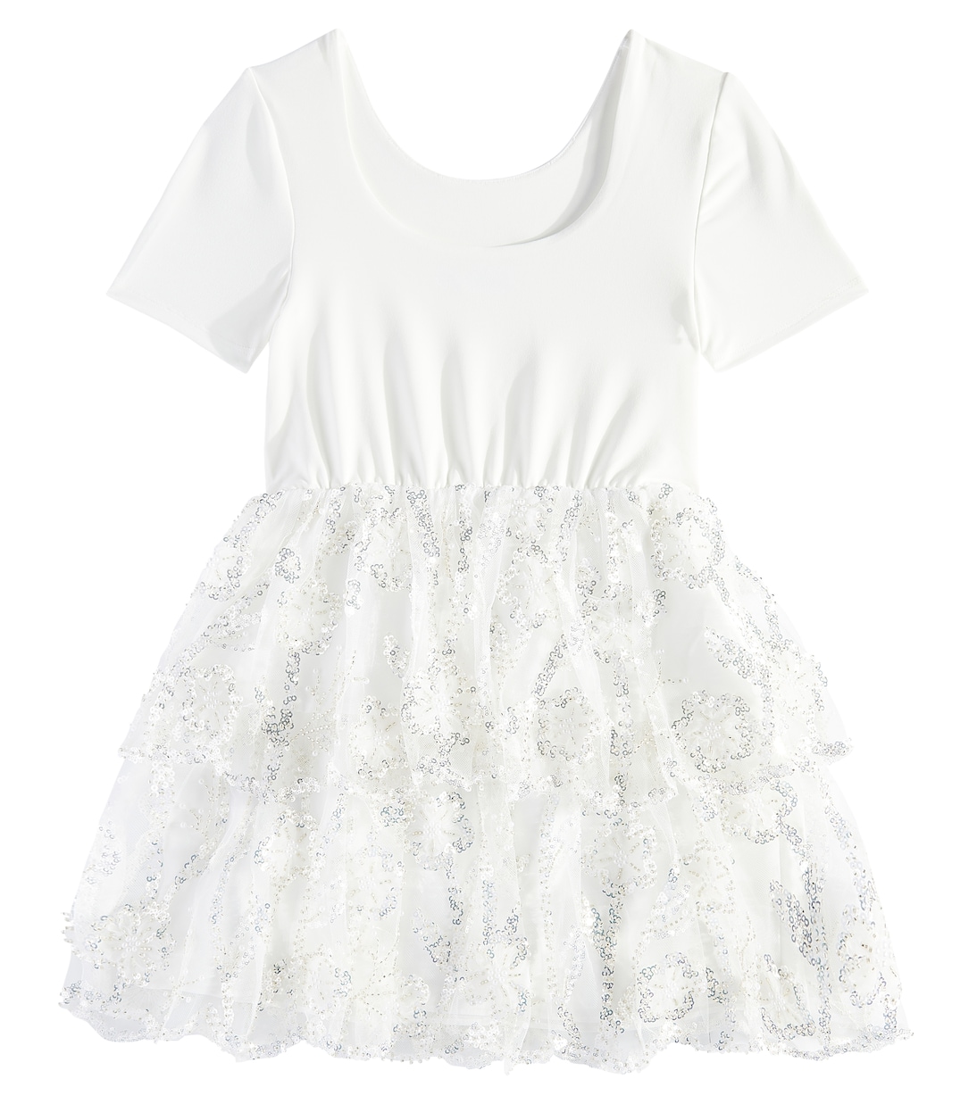 Kleid aus Jersey und Tüll mit Pailletten | Self-Portrait Kids