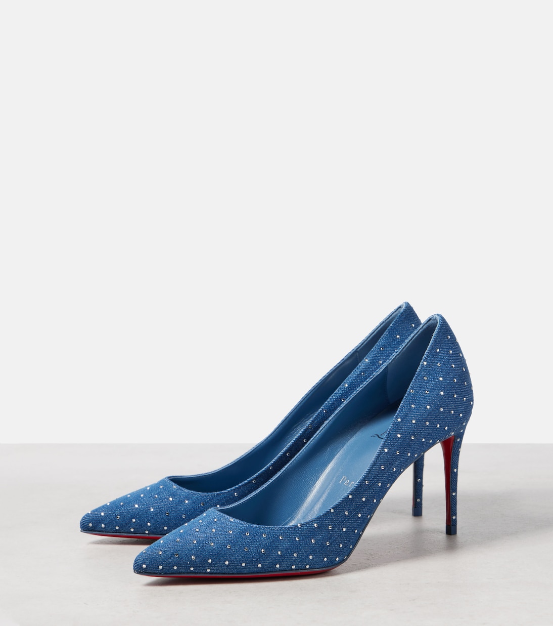 Escarpins Kate 85 en denim à ornements | Christian Louboutin