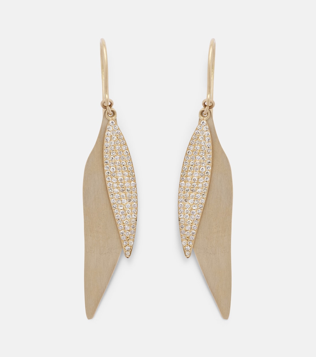 Orecchini a goccia ILEANA MAKRI in oro 18kt con diamanti, stile foglie cadenti per giovani moderni