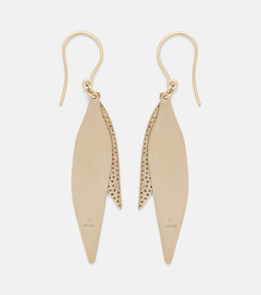 Orecchini a goccia ILEANA MAKRI in oro 18kt con diamanti, stile foglie cadenti per giovani moderni
