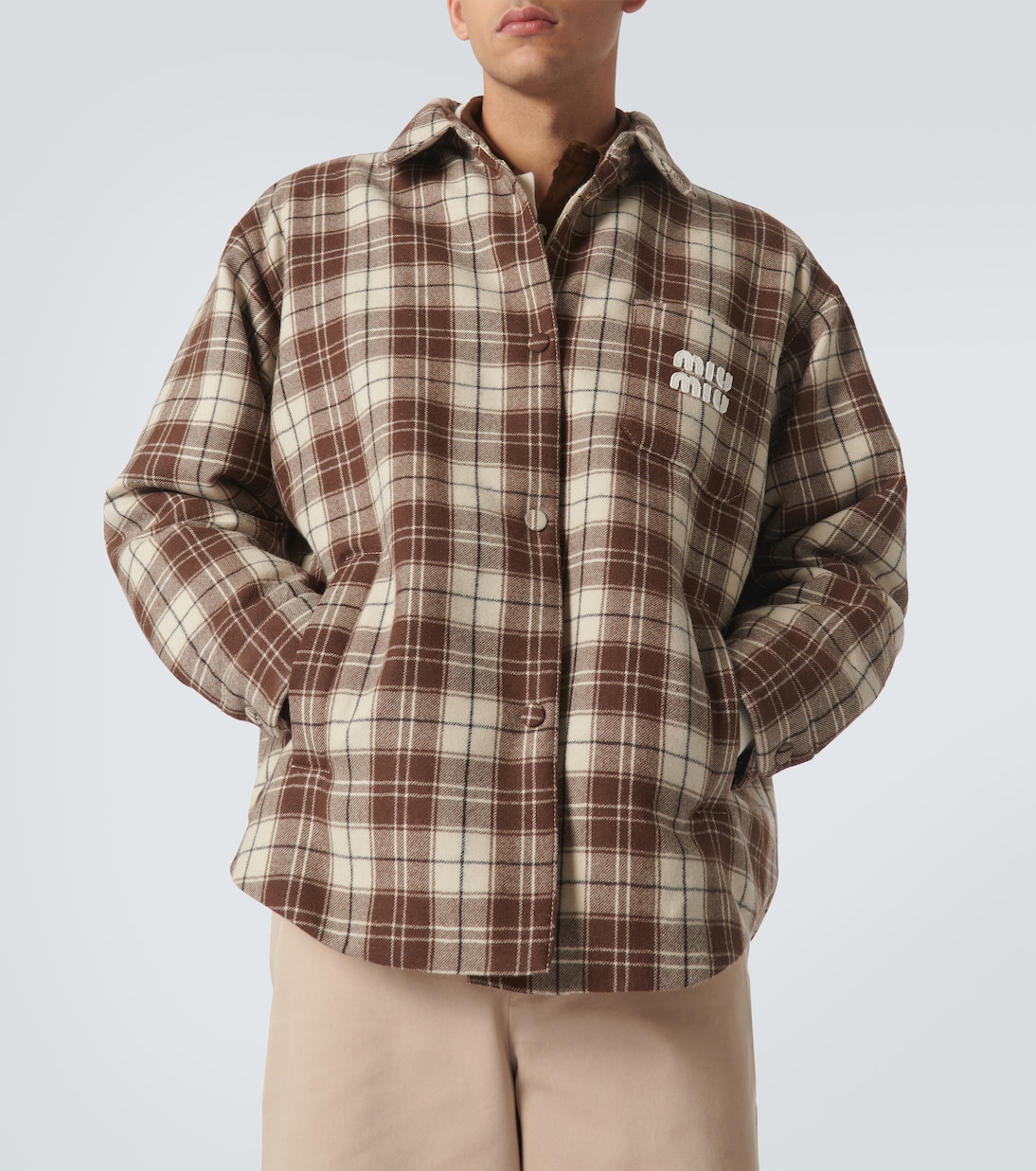Checked virgin wool jacket | Miu Miu
