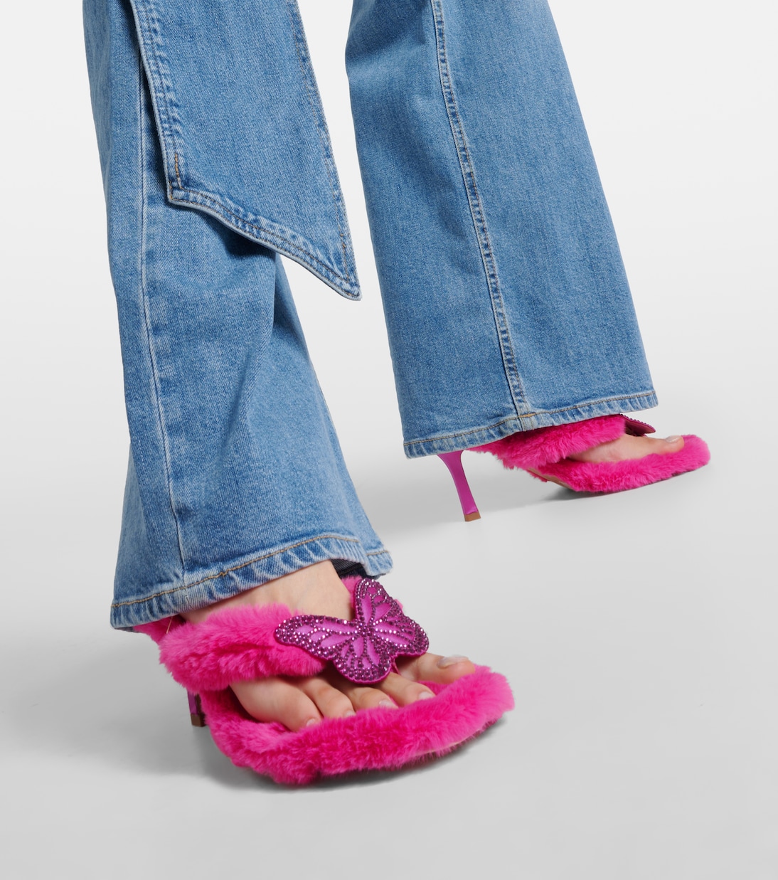 Butterfly 75 faux fur sandals | Blumarine