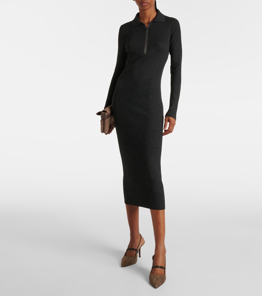Abito midi in lana e cashmere | Brunello Cucinelli