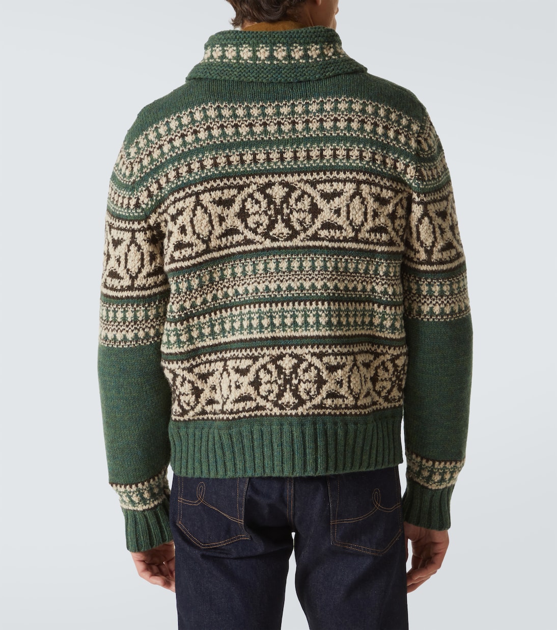 Wool jacquard zip-up cardigan | RRL