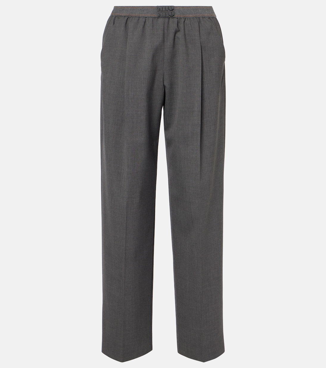 Virgin wool straight pants | Miu Miu