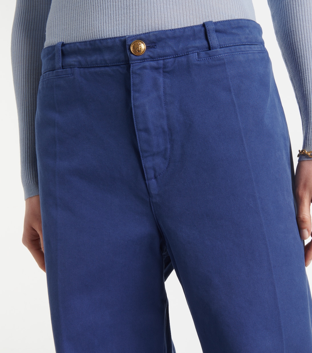 Pantalon évasé à taille mi-haute en coton | Chloé