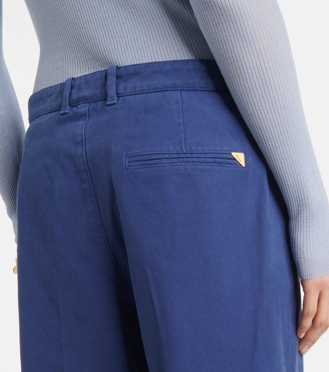 Pantalon évasé à taille mi-haute en coton | Chloé
