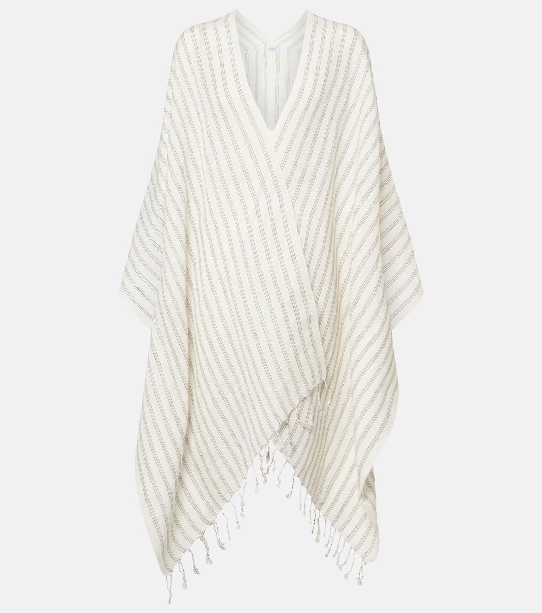 Poncho rayé en lin | Brunello Cucinelli