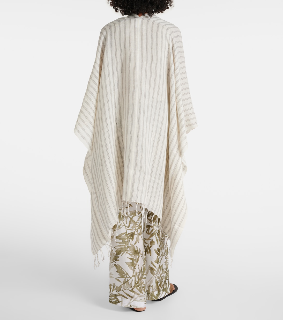 Poncho rayé en lin | Brunello Cucinelli